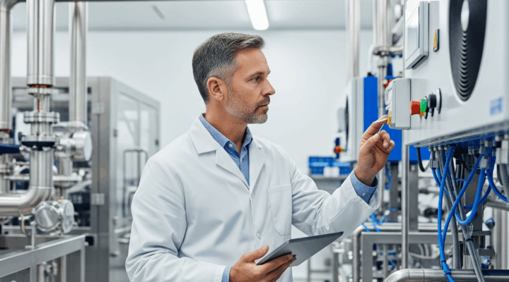 engineer examing AC in a facility