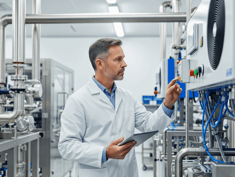 engineer examing AC in a facility